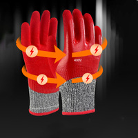1 Pair Red 400V Voltage Insulating Gloves Electrical Work PPE Gloves All-round Insulation Glove For Electric Box Repair