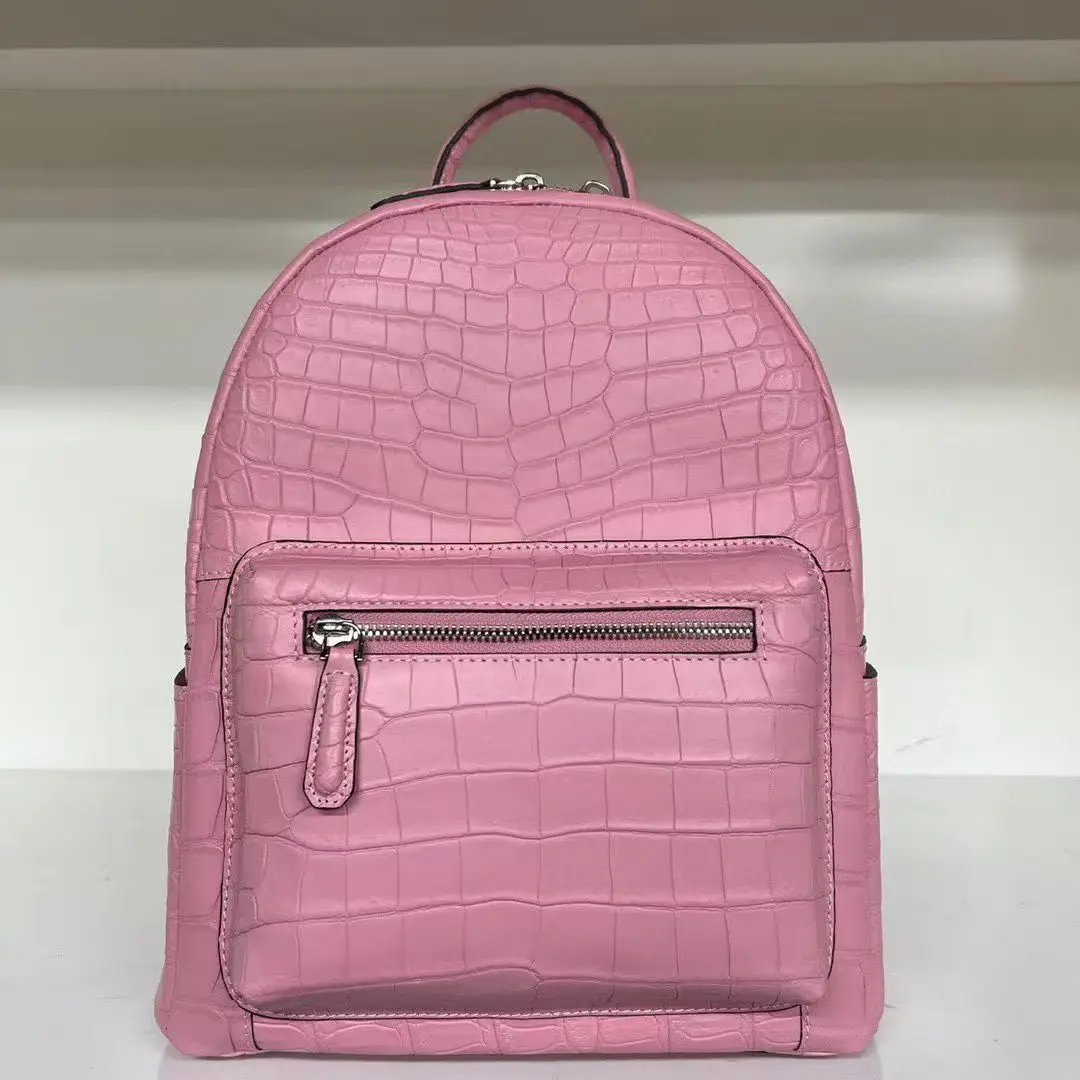Meduim size Genuine Crocodile Leather Backpack Daily Fashion Lady Bag with Cow Leather Lining Luxury Quality Women Bag