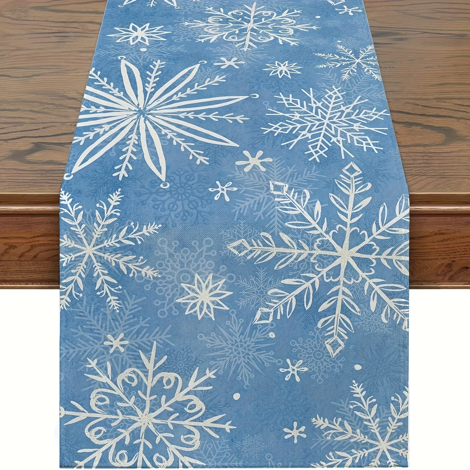 Winter Table Runner, Blue Winter Decorations Snowflake Christmas Runner for Table Seasonal Winter Holiday Decor