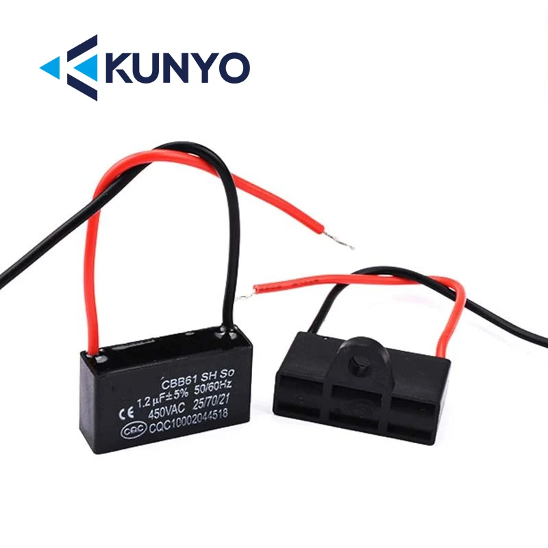1pcs CBB61 Fan starting capacitor 450V 0.8/1/1.2/1.5/2/2.5/3/3.5/4/4.5/5/6/7/8/10/12/15/18/20UF Ceiling Fan Hood Motor Capacitor