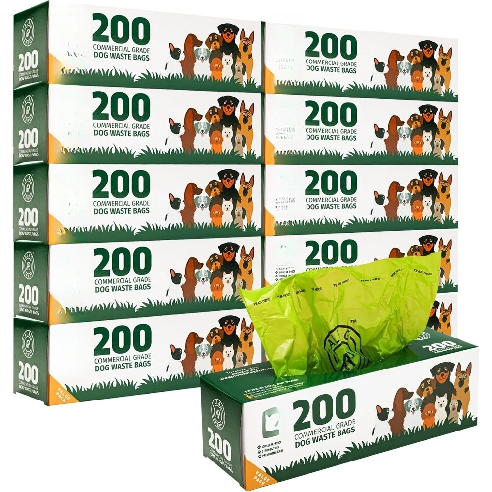 

2000 коммерческих рулонных пакетов для утилизации собачьих отходов, 10 рулонов по 200 пакетов, на 45% толще, для парков, жилых комплексов, дворов