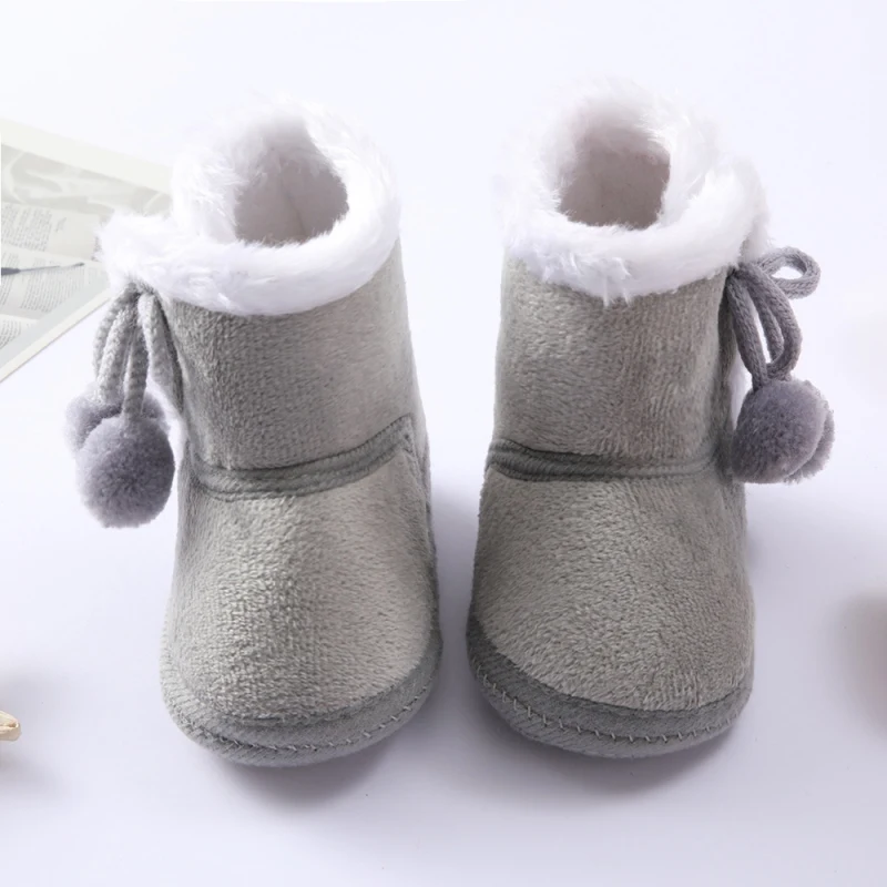 Stivali da bambino invernali stivali da neve caldi con pompon di neve appena nati stivaletti con suola morbida scarpe da passeggio per bambini primi camminatori per neonati