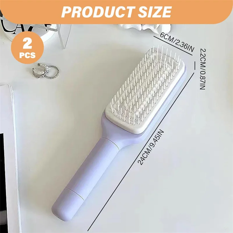 Rotatable Self Cleaning Hair Brush One-key Cleaning Hair Loss Air Cushion Scalp Massage Comb Anti-static Hair Smoothing Comb