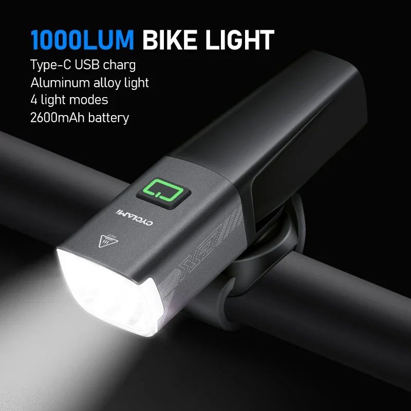 

CYCLAMI X7 Bicycle Headlight 1000 Lumens Replaceable Battery Cycling Front Lights Big Capacity IPX6 Waterproof