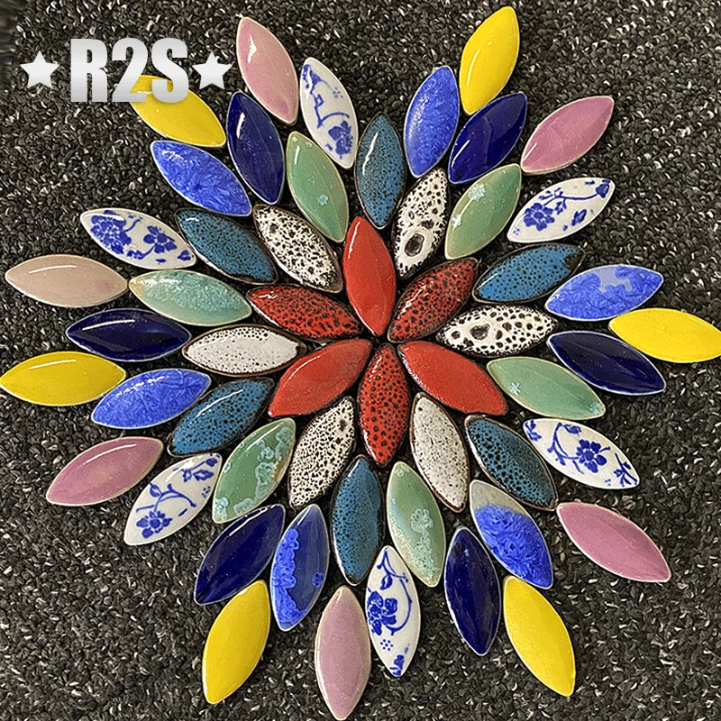 100g Wielokolorowe nieregularne ceramiczne płytki mozaikowe DIY Mozaika do robienia kamieni do rzemiosła Hobby Sztuka Dekoracja ścienna Płatek arte owalny