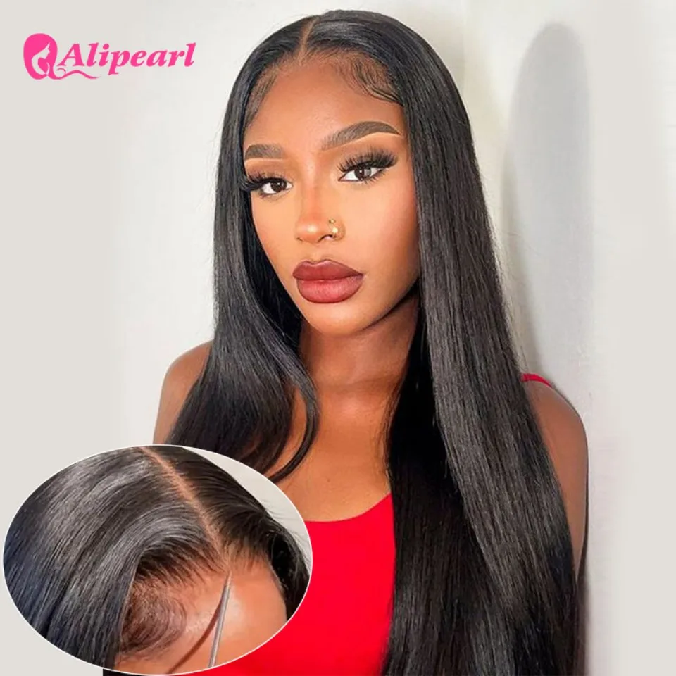 Alipearl Hair Ready To Go Human Hair Wig Straight 4x7 and 5x7 Lace Closure Wig Pre Cut Lace Pre Bleached Lace Knots Wig