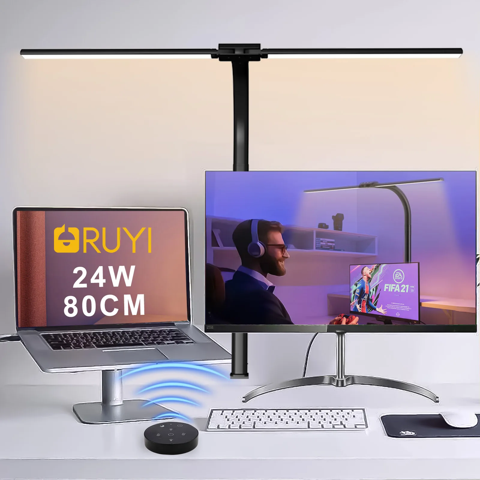 Mode Dimmable LED Desk Lamp Double Heads Eye Protection PC Monitor Light USB Table Lamps Reading Lights for Office Lamp