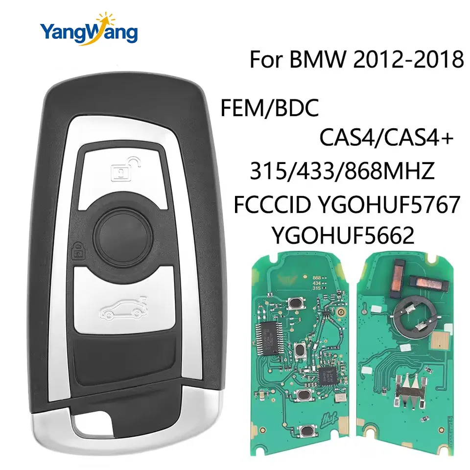 

YangWang 3 Buttons Remote Key Fob For BMW 5 7 F Series FEM / BDC,CAS4,CAS4+ 2012-2018 YGOHUF5662/YGOHUF5767 315/433/868Mhz New
