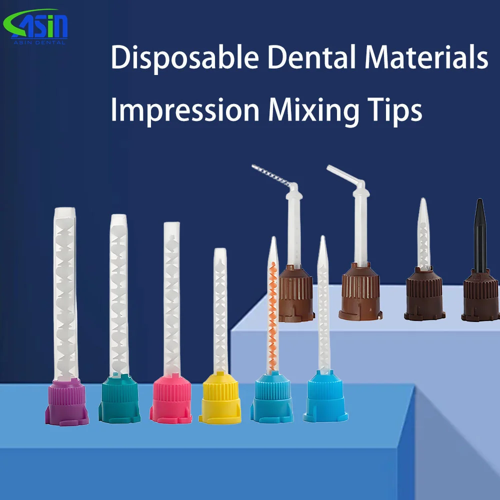 حار 50 قطعة طب الأسنان سيليكون المطاط نقل خلط رئيس المتاح الانطباع الفوهات خلط نصائح خلط أنبوب مواد طب الأسنان