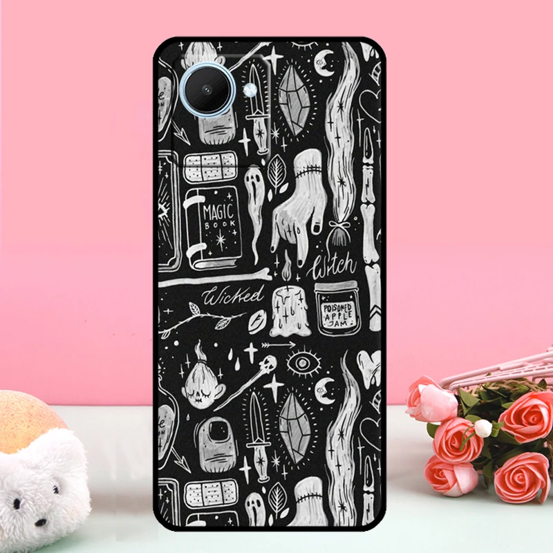 Witchcraft Halloween Cat Dark Witch For Realme 9 10 11 12 Pro Plus GT Neo 5 GT3 C11 C30 C31 C33 C35 C25s C21Y C51 C55 C53 Case