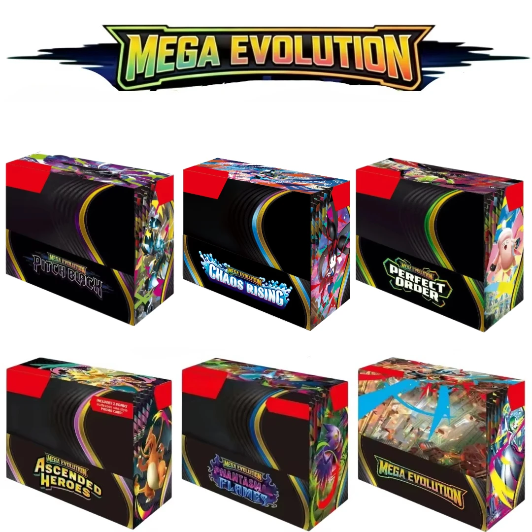 Pokemon Cards Mega Evolution Booster Box English Pitch Black Chaos Rising Trading Card Game Collection Gifts for Kids Boys Girls