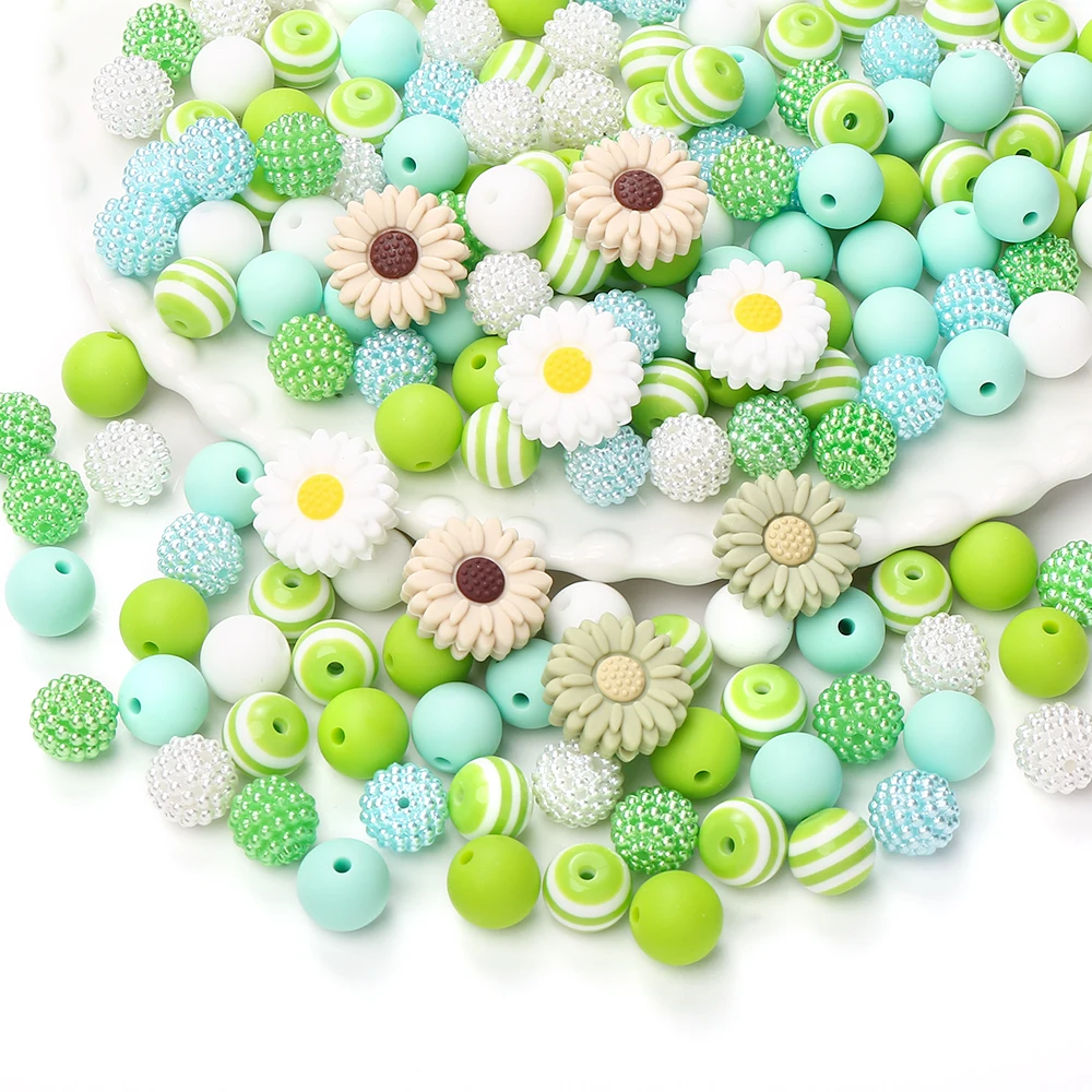 

78 шт., набор силиконовых круглых бусин с ромашками, цепочка для детской соски, свободная бусина-разделитель для ювелирных изделий, браслетов, ожерелий, аксессуаров