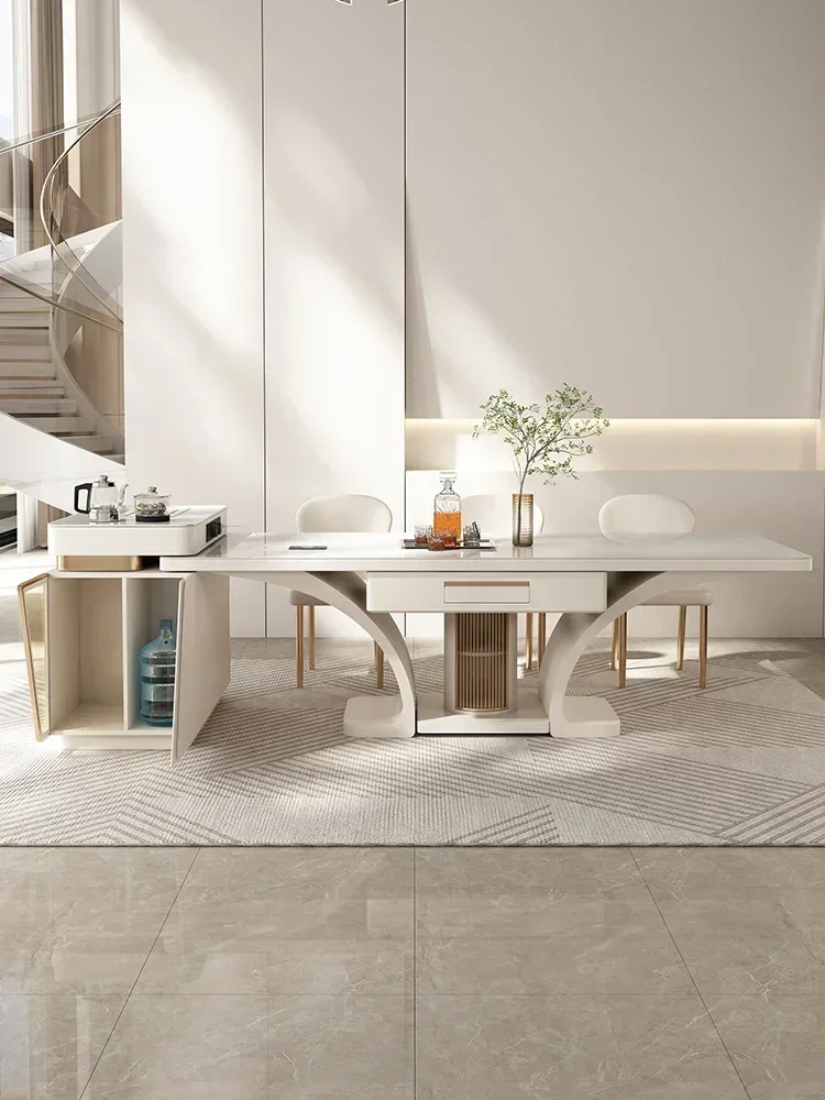 Premium   Island table, mahjong table, integrated dual-purpose combination, modern simple and retractable separation rock plate