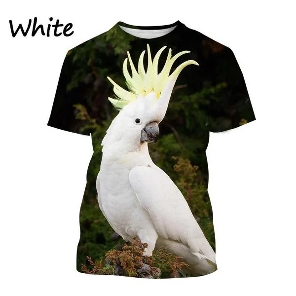 Summer New Fashion Men\'s 3D Printing Parrot Pattern T-shirt Flower T-shirt Breed Cool Short Sleeve Top