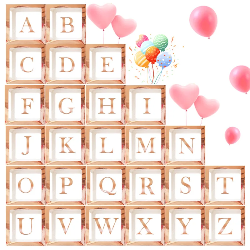 Transparent Balloon Box Letter Box Baby Shower Box Rose Gold Birthday Wedding Custom Name Balloon Boxes Kids Party Decoration