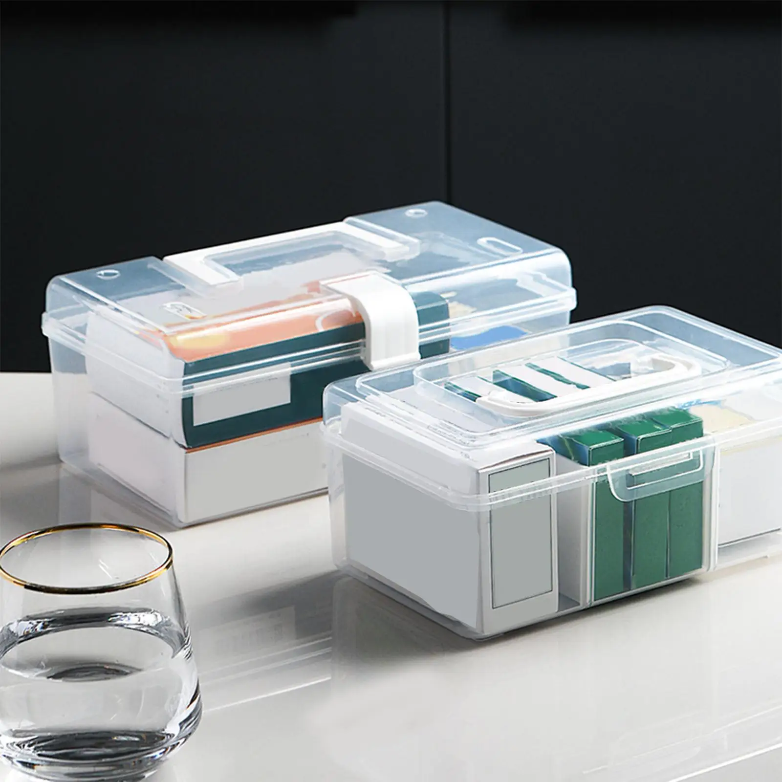 Medication Box Dustproof Medication Storage Organizer for Cam Desktop Travel Separated Small ze