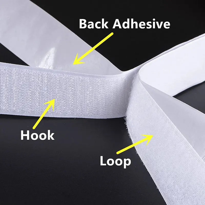 5M/Roll Self Adhesive Hook and Loop Fastener Tape Strips Sticky Back Fastener Tape for DIY Crafts Home Office Decor 16-100mm