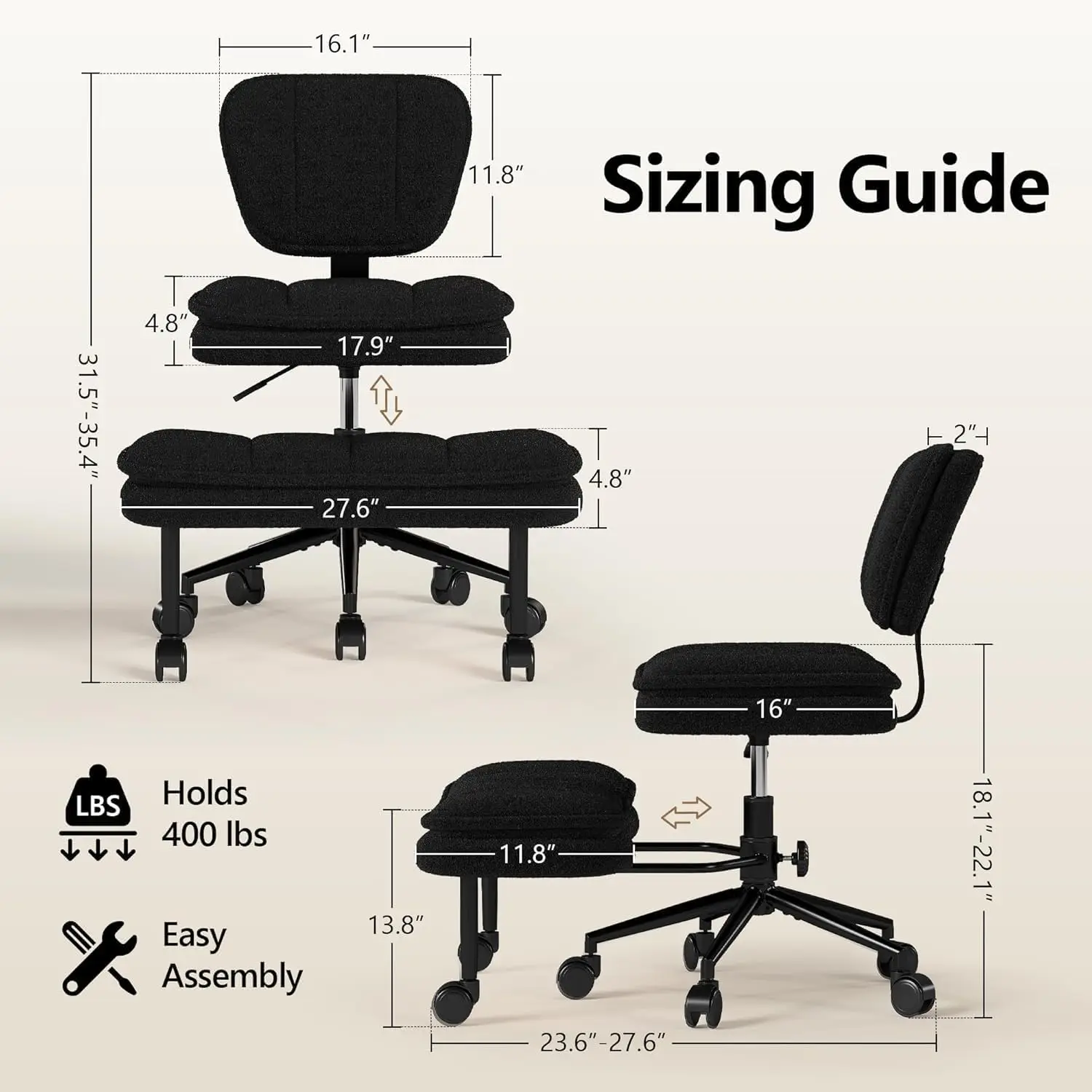 Kneeling Chair, Office Chair Cross Legged with Wheels