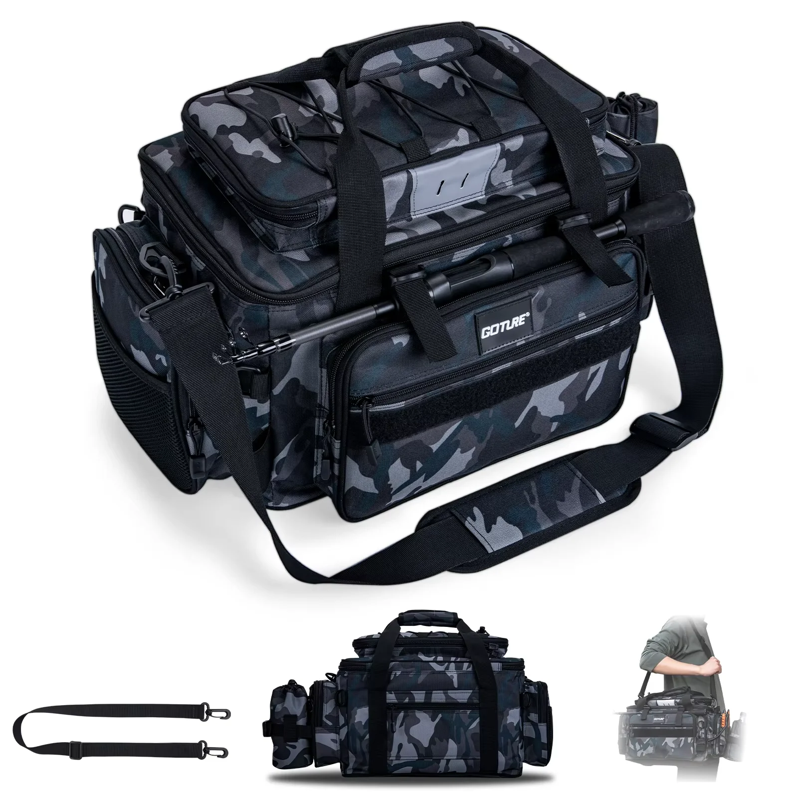 Goture 37*24*29cm Waterproof Fishing Tackle Bag Outdoor Multifunctional Backpack Large Capacity Lure Fishing Tackle Storage Bag