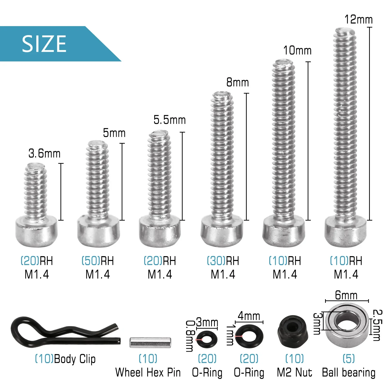 INJORA Stainless Steel Screws Set Nuts Bearings O-rings Pin RC Tool Kit For Axial SCX24 C10 Deadbolt Jeep JLU Gladiator Bronco