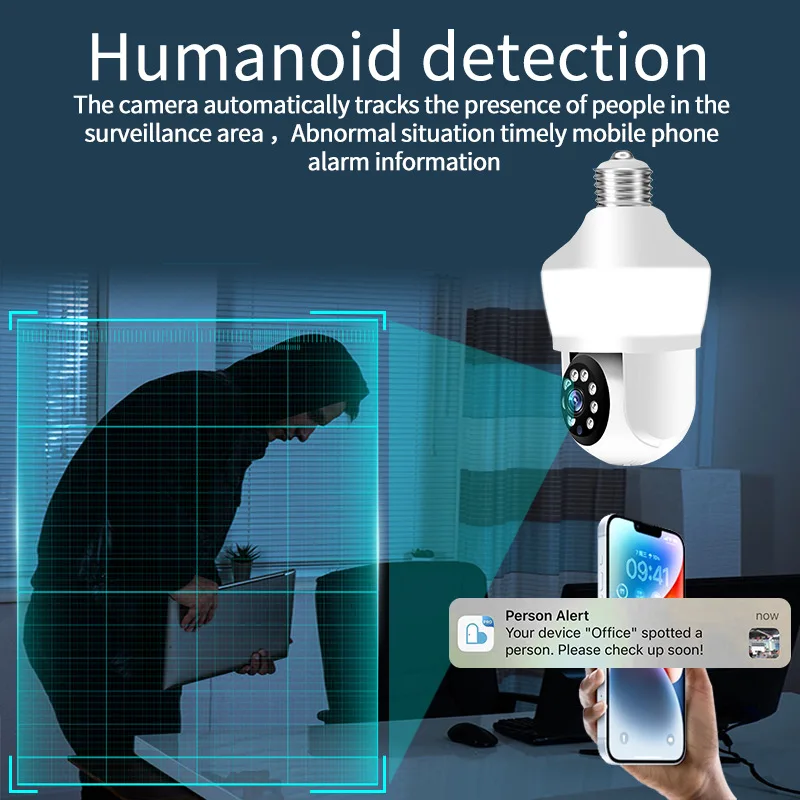 3MP Smart AI lighting bulb monitoring, HD night vision WiFi IP camera, voice intercom security camera