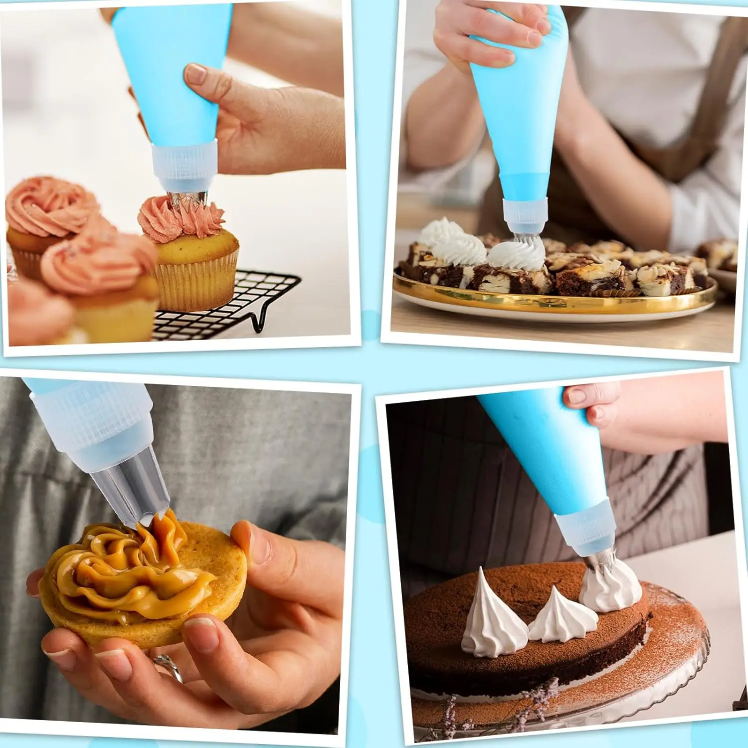 54PCS Cake Piping & Decorating Set Food Grade Stainless Steel Assorted Nozzles Smooth Edge for Pastry Baking Home Kitchen Bakery