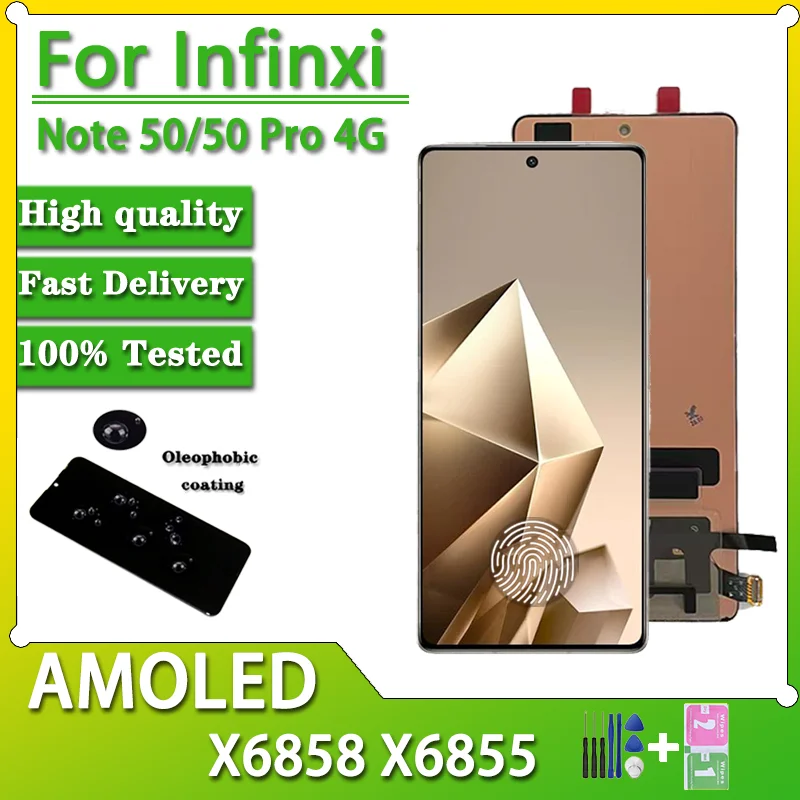 6.78"Super AMOLED For Infinix Note 50 4G X6858 Display Screen Touch Digitizer For Infinix Note 50 Pro 4G X6855 LCD Replacement