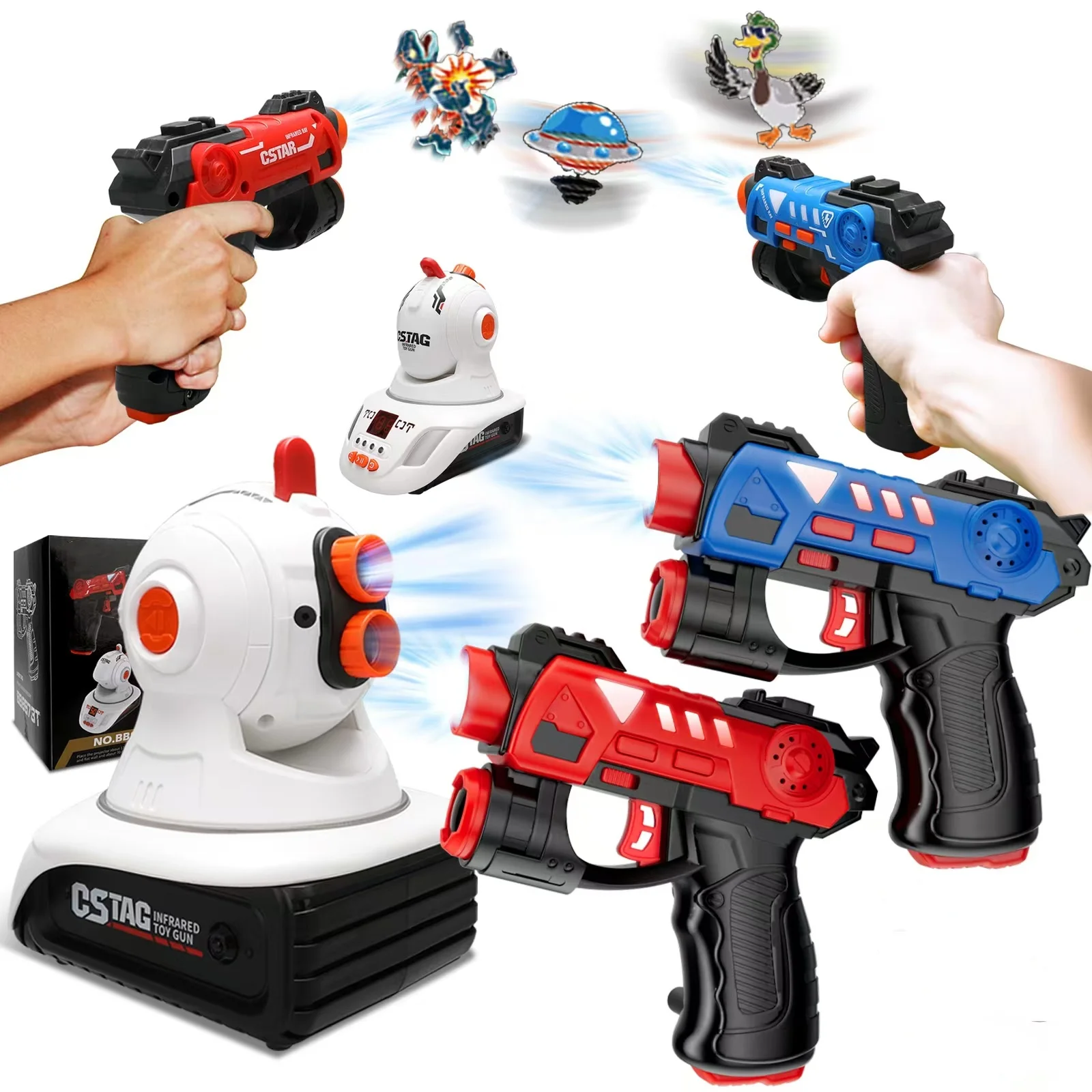 CSTAG Duck Hunting Shooting Game Kids Toy Infrared Laser Tag Gun Mini Pistol Projector Game Indoor Boys Girls Christmas Gifts