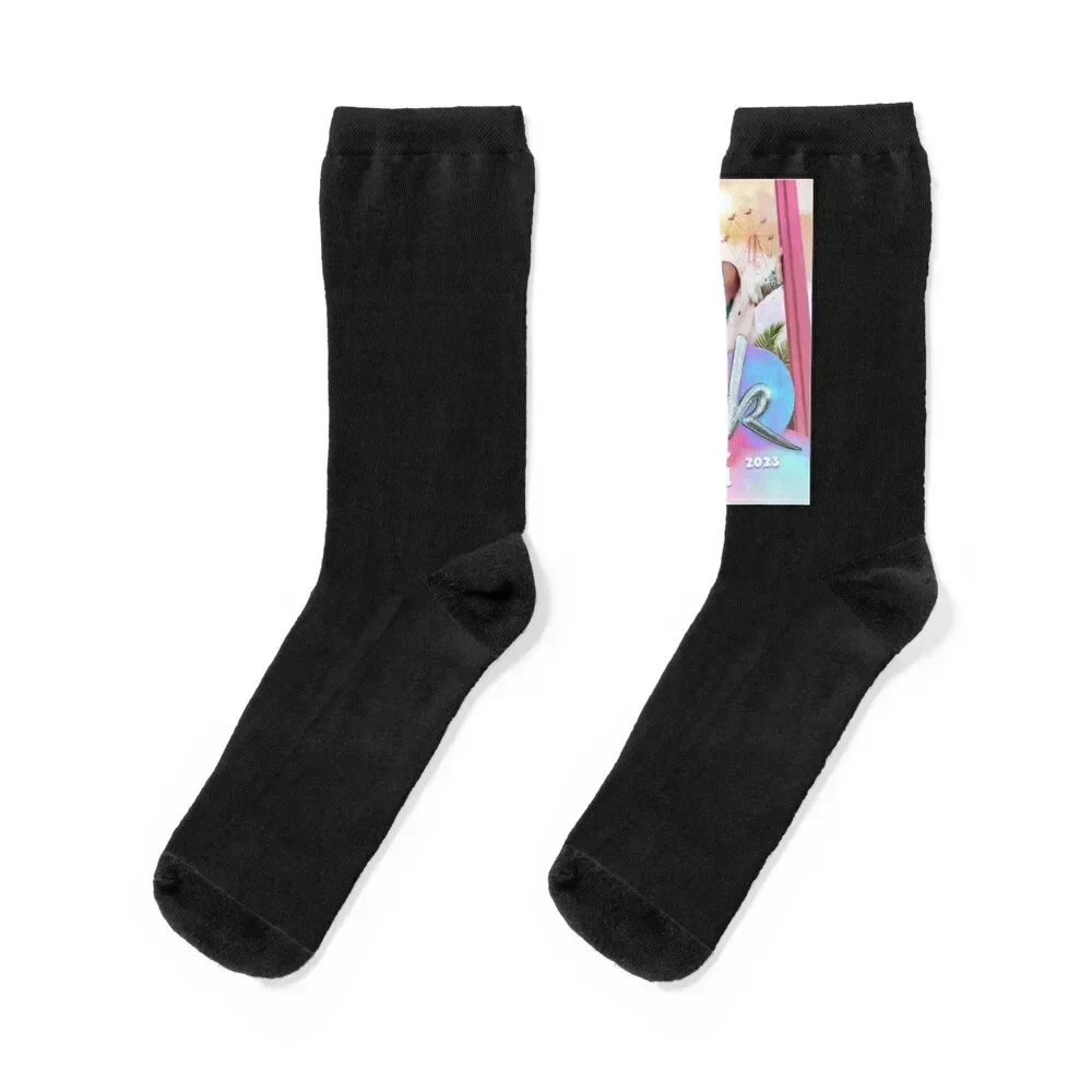 2023-rosa-verano-tour-carnival-- Calcetines calentados regalos divertidos deporte antideslizante fútbol Calcetines Hombre Mujer