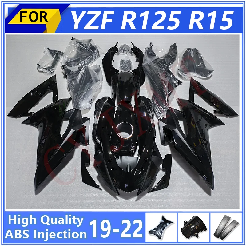 Motorcycle Fairings For Yamaha YZFR125 YZFR15 2019-2022 Black Gloss Fairing Kit YZF R125 R15 V3 19-22 Luxury Bodywork Cowl Shell