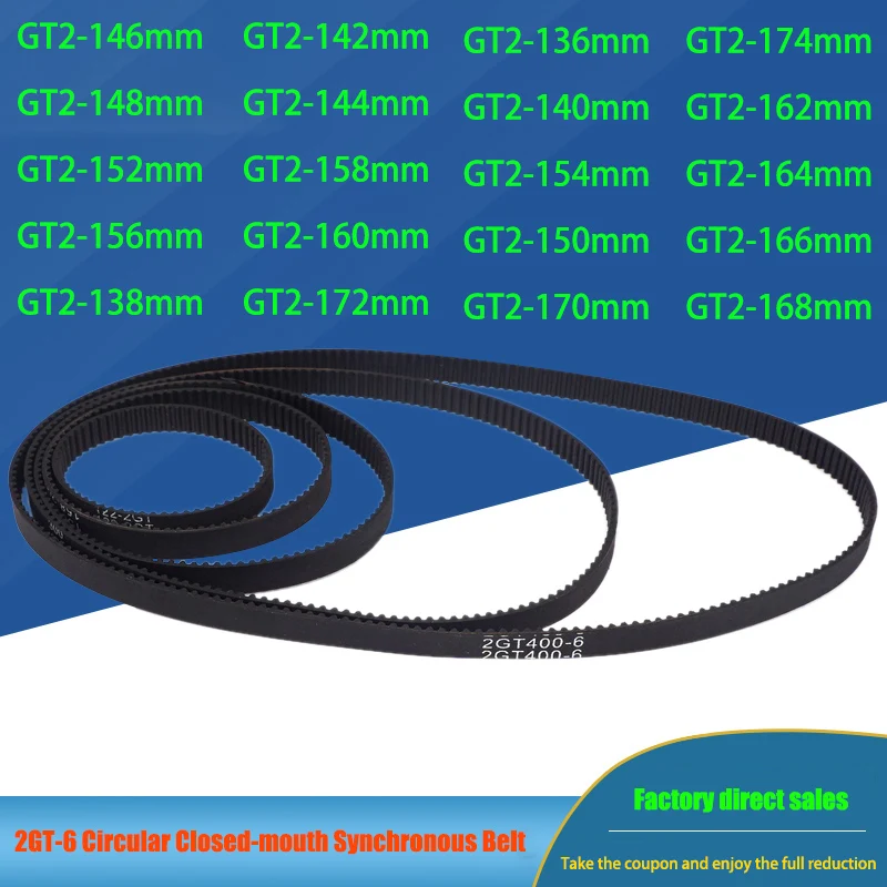 

2gt-6 Round Closed End Timing Belt Rubber Drive Belt Width 6mm Perimeter 136-174mm For 3d Printer Accessories