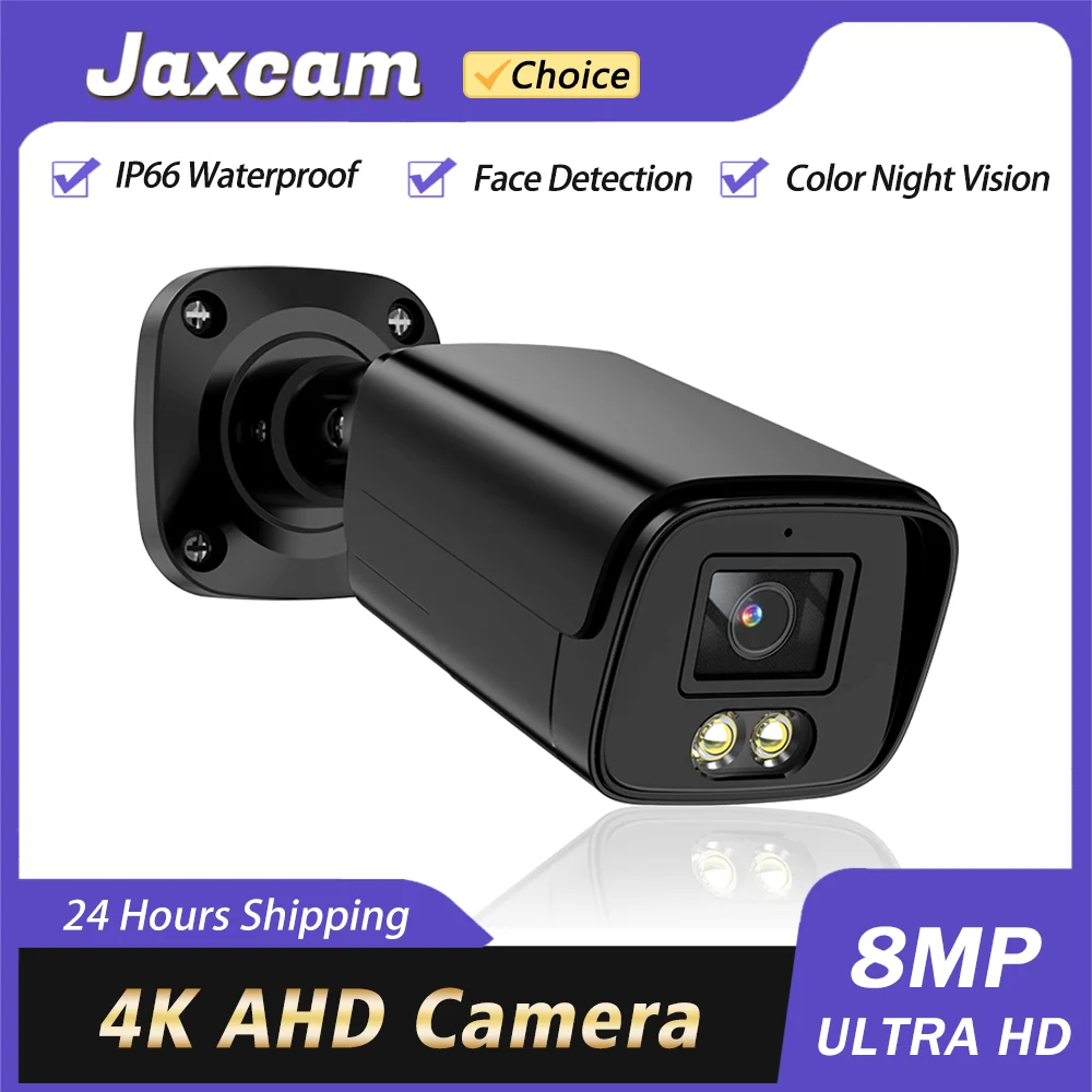 8MP 24H Full Color Night Vision Enhanced 2LED Higher Power CCTV AHD Bullet Camera Indoor 4K Luminous Led H.265 6in1 Cam For Home