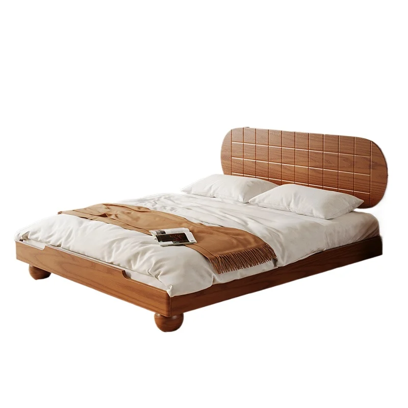 

Средневековая кровать из массива ясеня, низкая спинка, французский край заподлицо 1,8 метра, бытовая свадебная кровать для маленькой квартиры