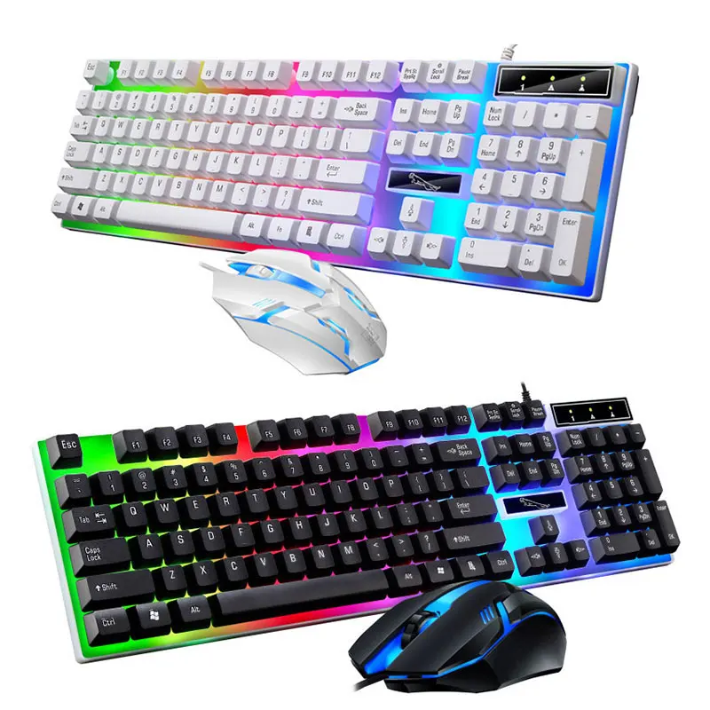 Juego combinado de teclado y ratón para Gamer, LED RGB, 104 teclas, con cable, para Notebook, portátil, escritorio, PC y tableta