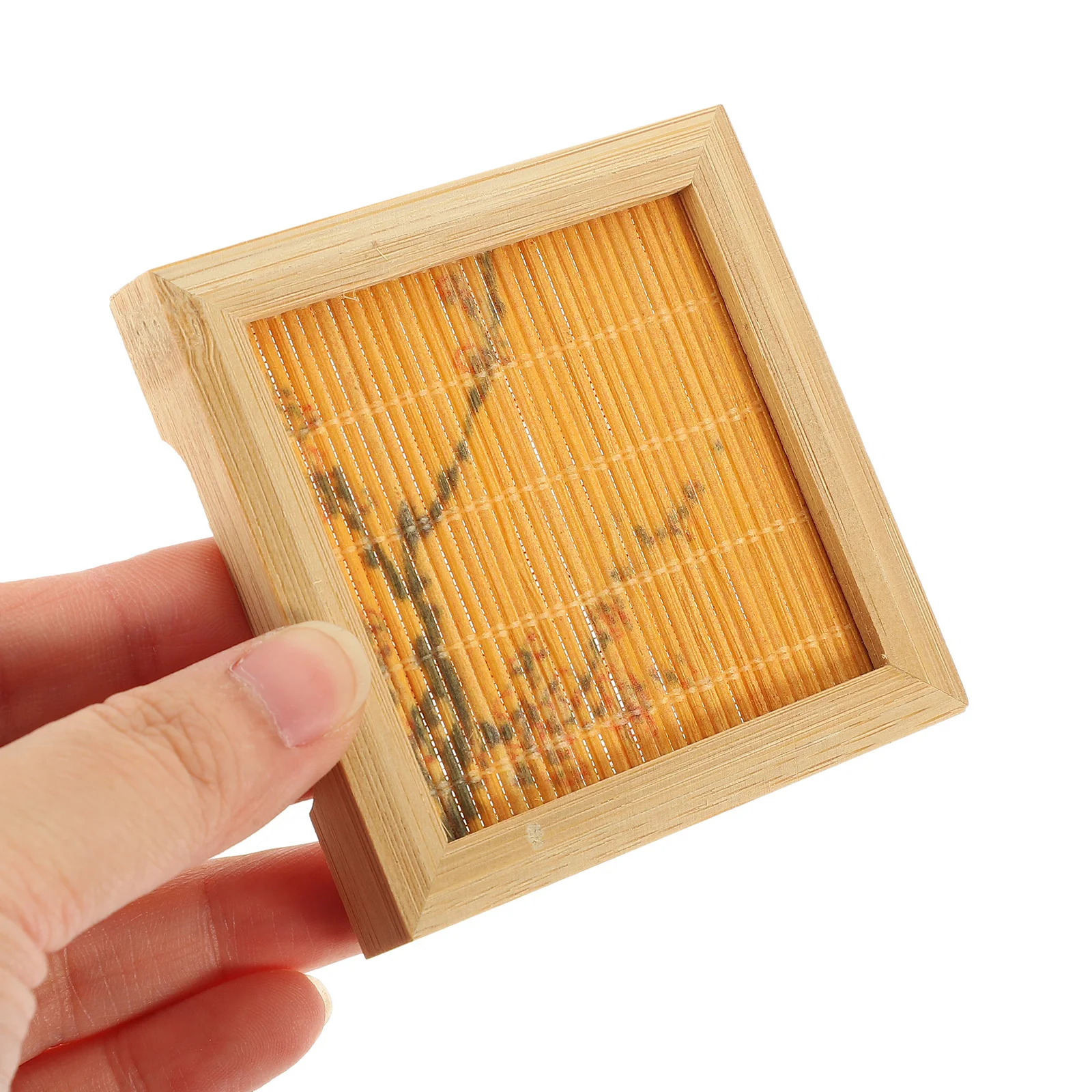 

4pcs Bamboo Coasters Thickened Anti-Scald For Tea Coffee Cups Home Kitchen Office Decorative Table Mat Rustic Cup Pads