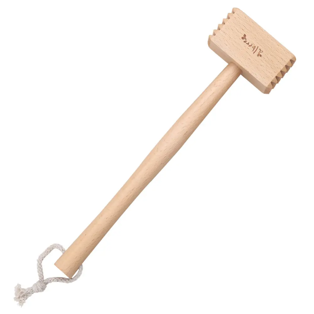 Household Wood Knock Loose Beef Mace Steak Tender Long Handle Meat Beat Hammer Kitchen Tenderizer Gadgets