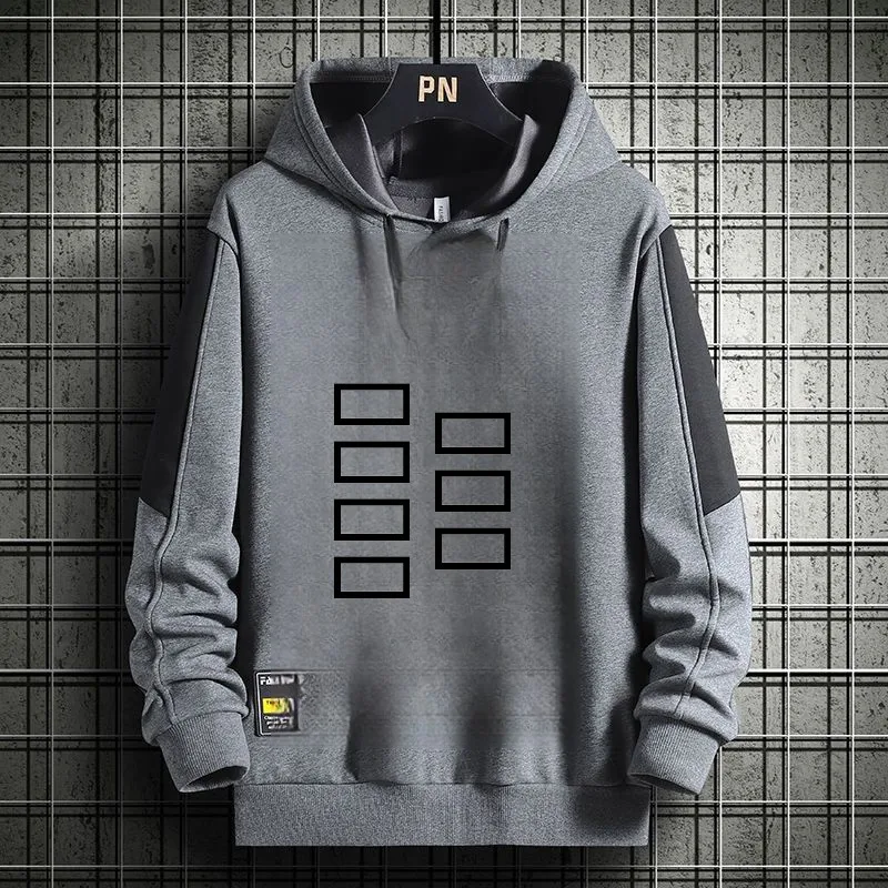 

New 2024 Men's Casual Hoodie Versatile Winter Fashion Brand Text Design Comfortable Loose Fit Polyester Blend Regular Sleeve