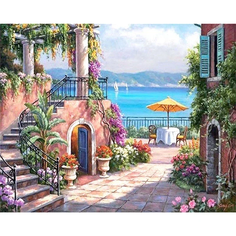 127761 Sea Landscape DIY oil Painting By Numbers Kit acrylic paint by numbers art work diy Paintings art on canvas Painting