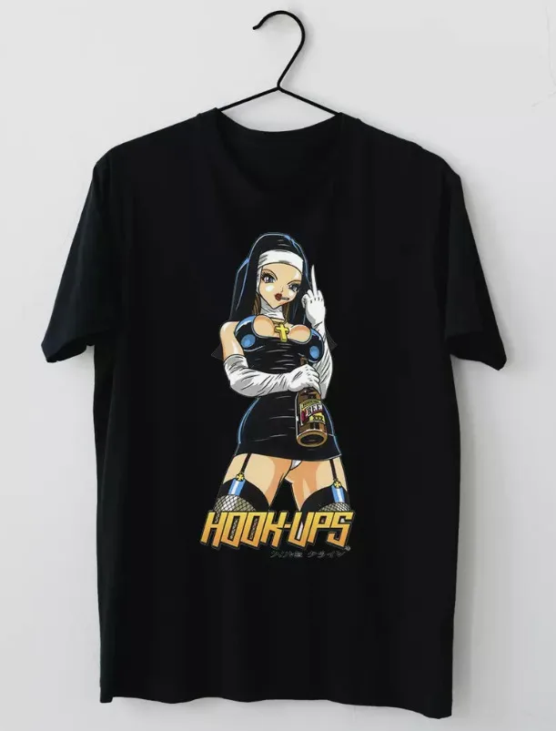 LIMITED Hookups Skateboard Rebel Nun Middle Finger T-Shirt