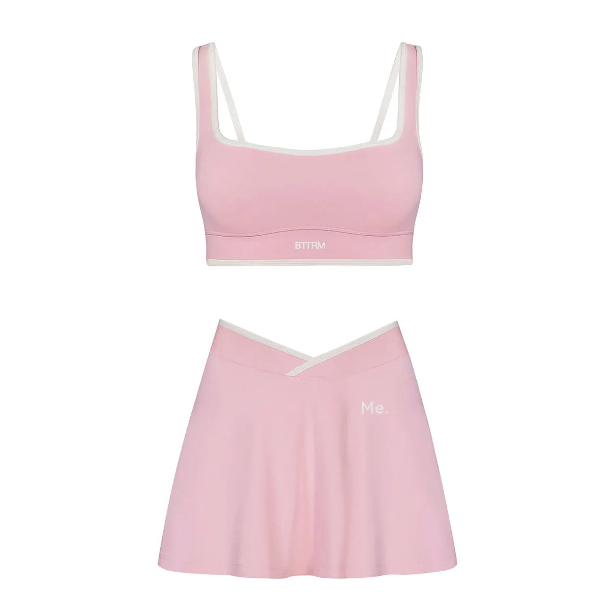 

Новый комплект 2026 BetterMe: топ-бра с лямкой через шею и теннисная юбка со встроенными шортами, средняя степень поддержки, для корта, спортзала и йоги