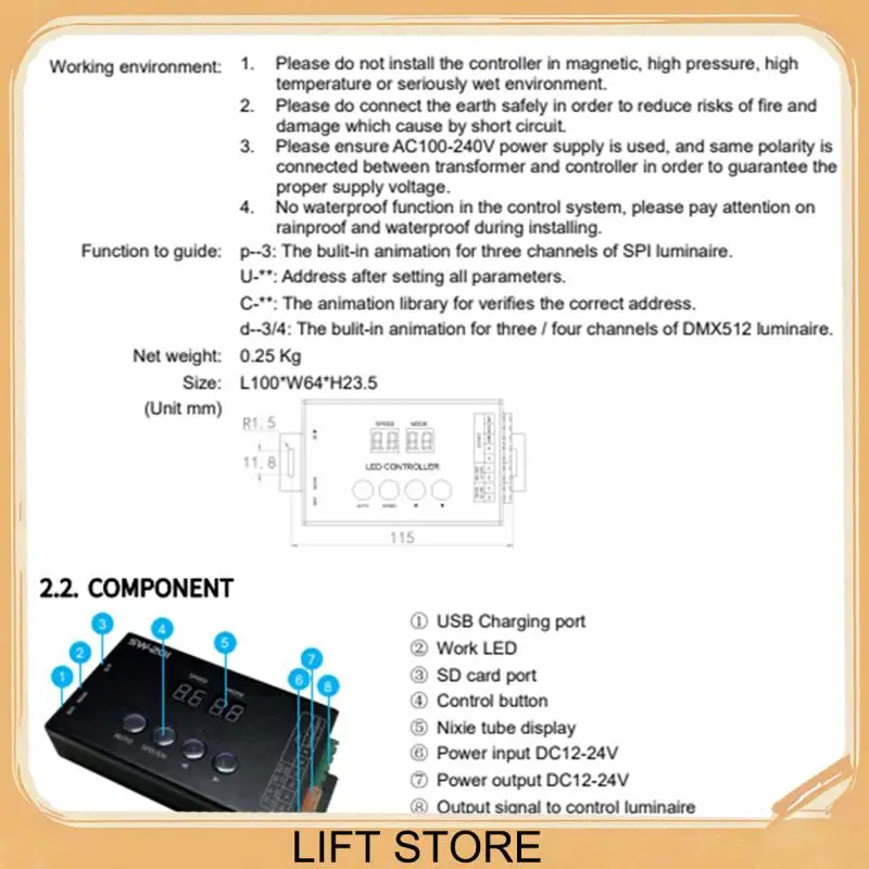 BTLIFE-SW201 DMX512 كاتب رمز العنوان M512/SM16512/ UCS512/GS8512 إلخ كاتب العنوان لكتاب الرمز DMX512