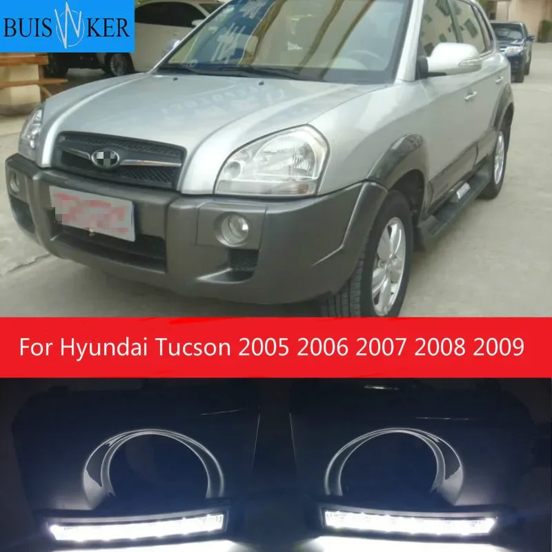 

Pair LED DRL Daytime Running Lights Lamp For Hyundai Tucson 2005 2006 2007 2008 2009 Signal Lamp Front White Light Accessories