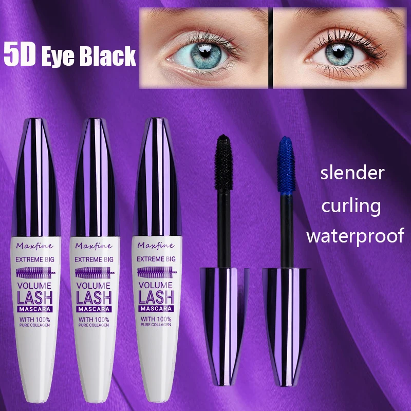 ماسكارا مجسمة 5D مقاومة للماء ومضادة للعرق وغير قابلة للتلطخ وتدوم طويلاً للرموش الثابتة والطويلة
