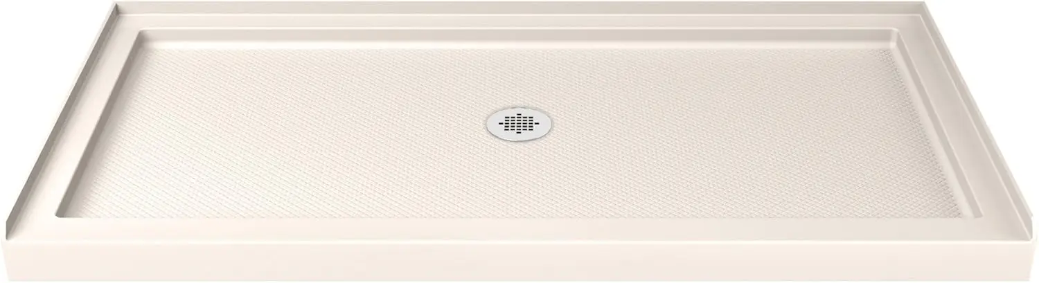 

DreamLine SlimLine 32 in. D x 54 in. W x 2 3/4 in. H Center Drain Single Threshold Shower Base in Biscuit, DLT-1132540-22