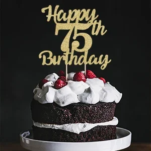 1 Stück 75. Geburtstagstorten-Topper für „Happy Birthday“, Geburtstagstorten-Topper, Tortendekoration – Detail 1