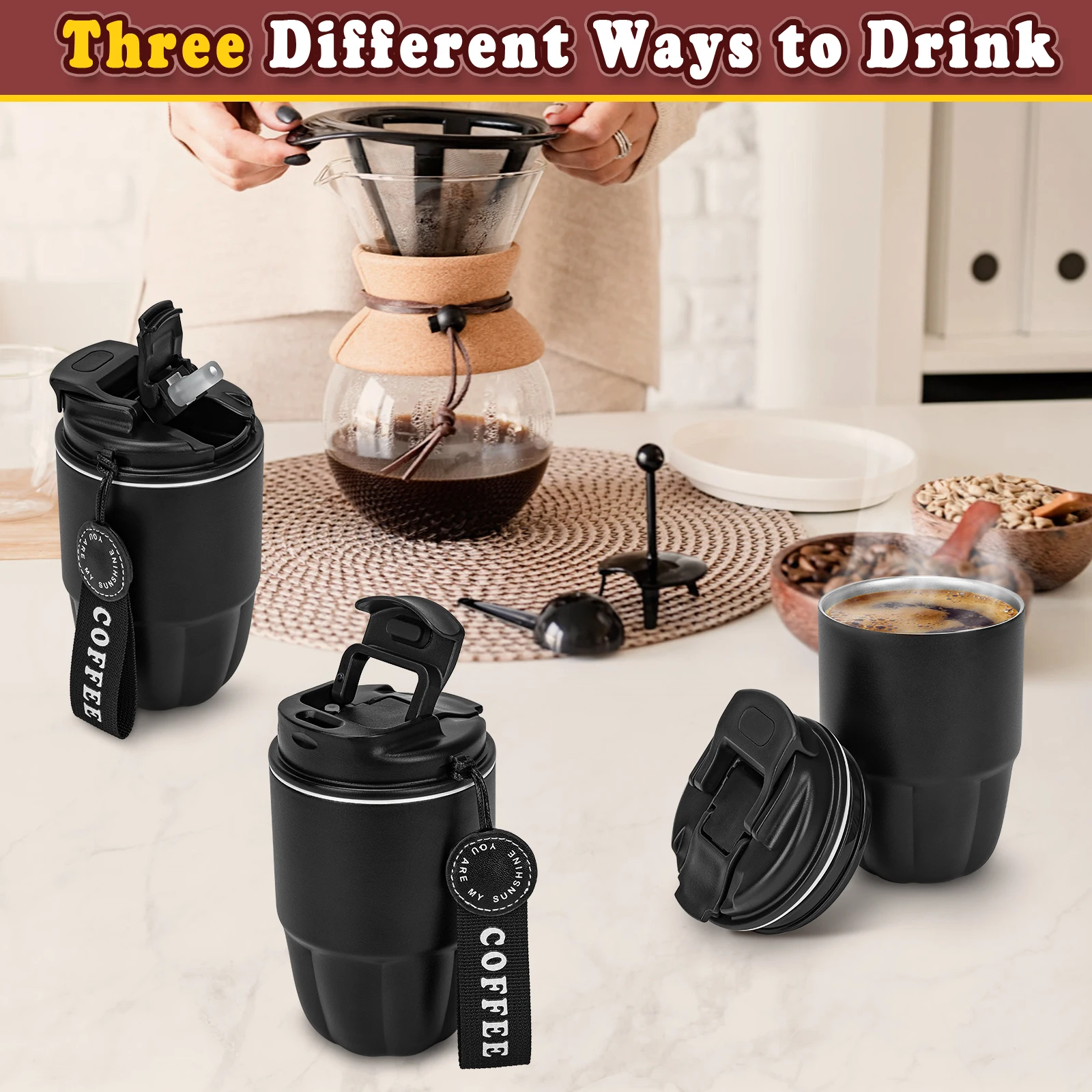 320ML Travel Coffee Mug Car Insulated Cup Stainless Steel Portable Thermal Mug Leak-Proof Thermos Bottle Tea Cup Vacuum Flasks