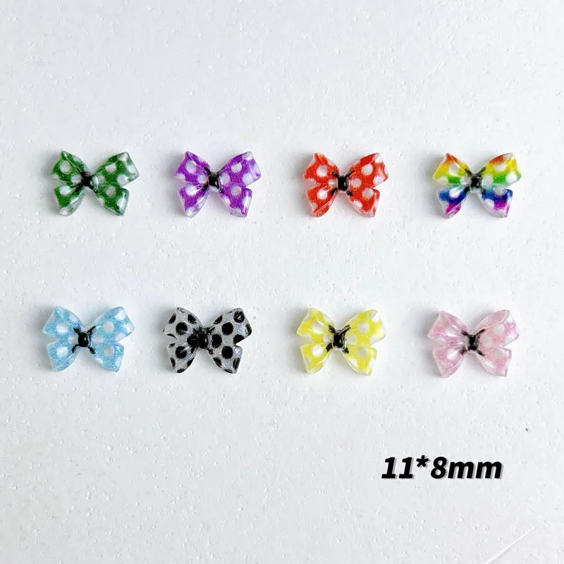 3D 레트로 도트 활 네일 아트 장식, 클래식 나비 매듭 네일 참, 수제 DIY 매니큐어 액세서리 공예, 50 개