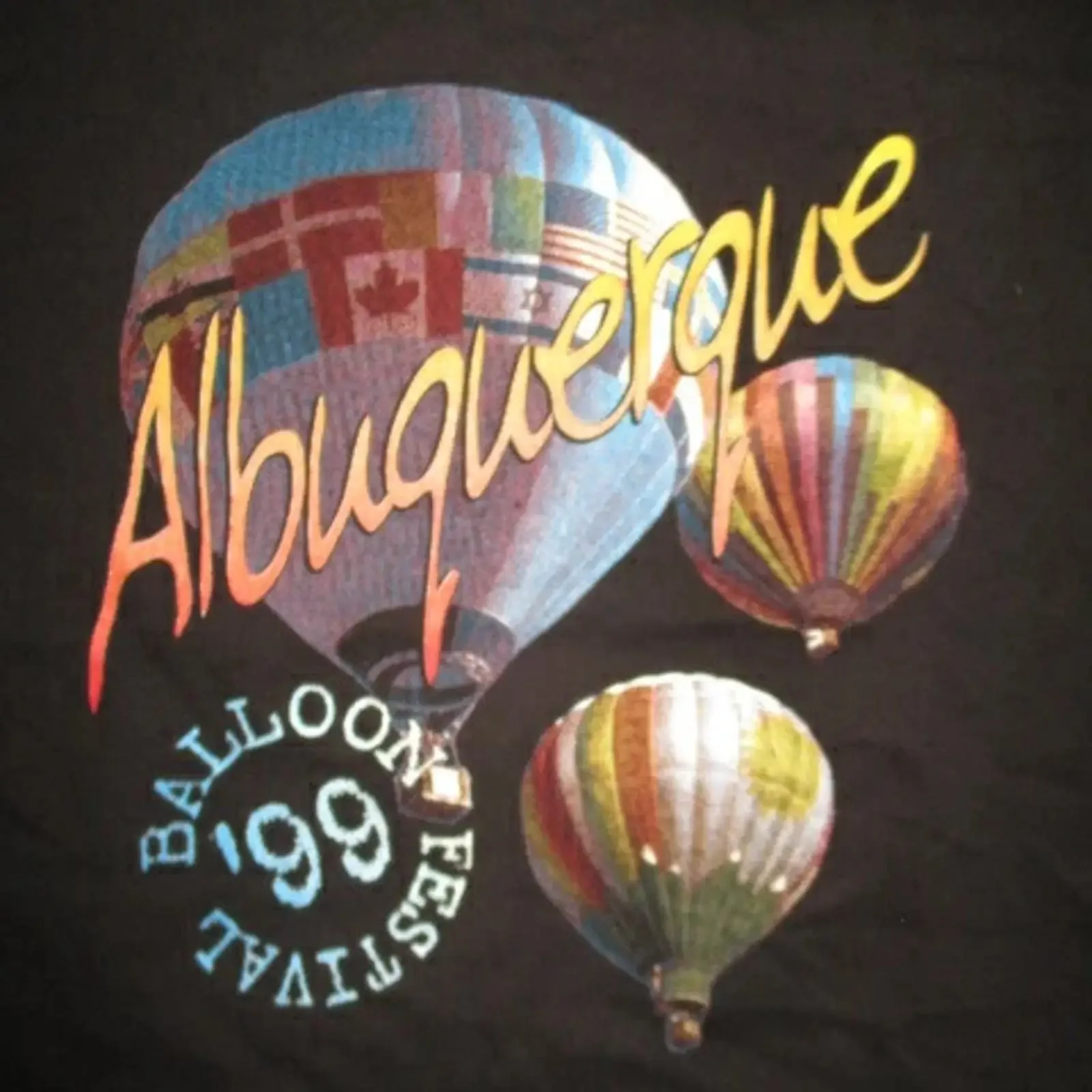 Vintage AlStyle Label 1999 HOT AIR BALLOONS Festival ALBUQUERQUE LG T Shirt vintage Washed Casual streetwear Stretched homme