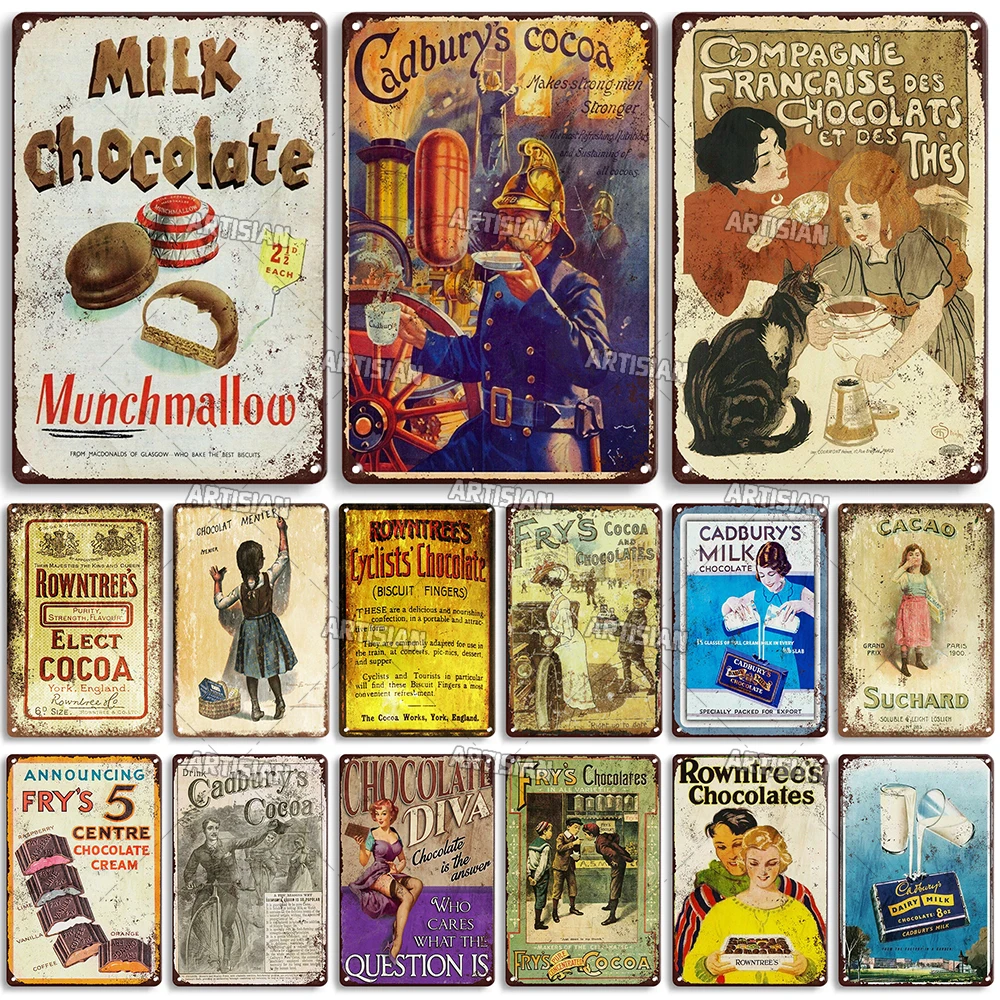 

Rusty Cocoa And Chocolate Metal Plaque Vintage Poster Metal Tin Sign Retro Ice Cream Metal Plate Home Bar Cafe Industrial Decor