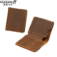 Cartera de cuero genuino superior para Hombre, billeteras Retro para licencia de conducir, Cartera de cuero duradera para Hombre, Cartera para Hombre